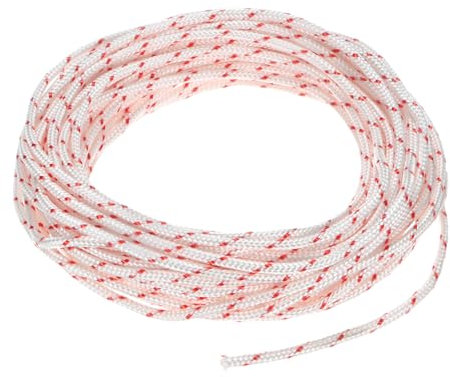 M METERXITY Cuerda de Arranque de Retroceso de 2.5mm 10m Cuerda de Arranque de Nylon Cuerda de Tirar para Cortacésped/Motosierra/Desbrozadora/Cortabordes [Blanco Rojo]