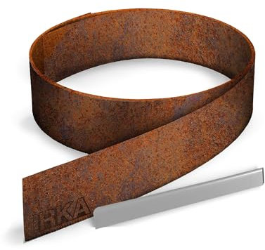 IRKA 1013-002 – Rasenkantenband – 1 mm stark – Cortenstahl – robuste Beeteinfassung – Höhe 25 cm – Länge 5 m