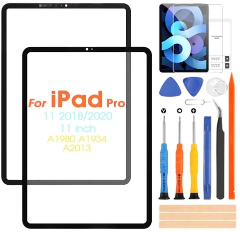 ARSSLY Pantalla de repuesto para iPad Pro 11 2018/2020 A1934 A1980 A2013 A2068 A2230 Pantalla Panel Cristal Delantero con Herramientas de Reparación (No Touch Screen y No LCD)