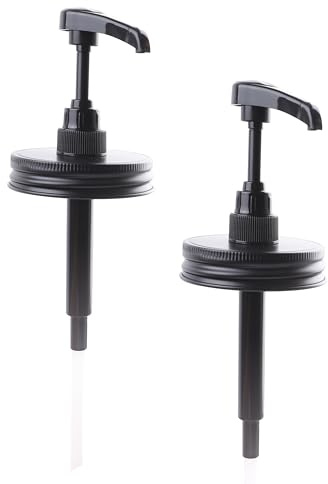 Mason Jar Syrup Honey Sauce Dispenser Pump Lid For Wide Mouth Mason Canning Coffee Syrup Condiment Pump Top Lid Food Grade Airtight & Leak (Jar Not Included)
