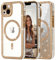 Ethanger for Magnetic Glitter Phone Case for iPhone 13, Sparkling Rhinestone Border with Removable Glitter Insert Compatible with MagSafe Girly Women Cover for iPhone 13, Gold