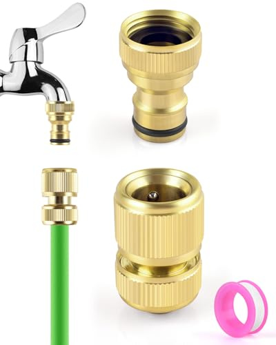 ERKOON Messing Schlauchanschluss mit Wasserstop, 1/2 Zoll Gartenschlauch-Adapter mit Hahnanschlussstück 1/2 Zoll Wasserhähne, für Küchenarmatur Wasserhahn und GartenschläUche