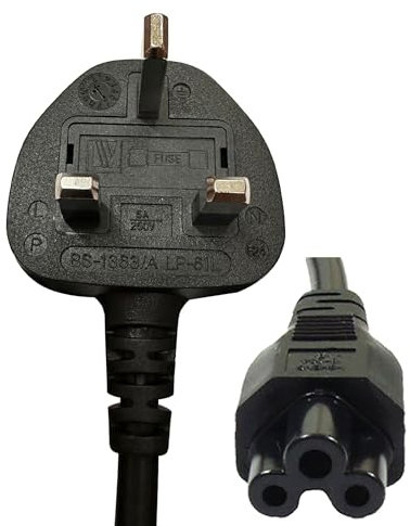 Lite-am 2m UK Mains AC Wall Power Cable 3 Prong Lead C5 Cloverleaf Mickey Mouse Cord For LG 32LB585V 32 42LB5500 42 43UF770V 43 Smart LED TV