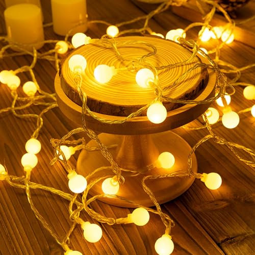 ENLACE Lichterkette Außen Batterie, 6M 40 LED Lichterkette Kugeln Warmweiß, 2 Modi Funkeln und Dauerlicht, Kugel Lichterkette für Hochzeit, Party, Weihnachten, Balkon Deko, Innen & Außen