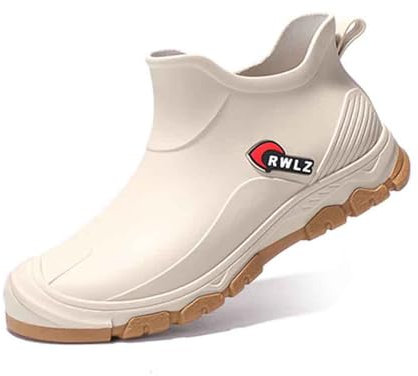 SUPTTING Stivali di gomma da uomo, impermeabili, alla caviglia, con suola profilata, leggeri, antiscivolo, per attività all'aperto, uso quotidiano, lavoro, tempo libero, Stile U03 Bianco, 39 EU