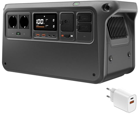 DJI Power 1000 V2 Power Station portatile 1024Wh, 2600 W Power Station Solare, batteria LiFePO4, ricarica rapida in 37 minuti dallo 0% all'80%, generatore elettrico per campeggio (spina inclusa)