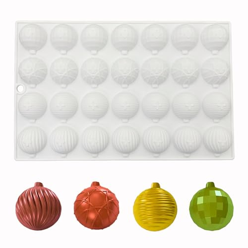 duoyif Stampo per Semisfera di Cioccolato, 28 Cavità Ø31 mm Stampo in Silicone a Semisfera Sfera di Natale, Stampi a Semi Sfera e Palline per Cioccolato Mousse a Cupola Torte Decor (Bianco, Ø31mm)