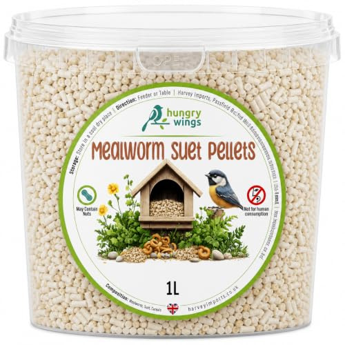 Premium Wild Bird Food 1L Tub (1L Tub, Mealworms Suet Pellets)