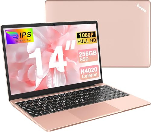 bvate 2025 PC Portatile Computer 14 Pollici Notebook Win 11 256GB Supporta l' espansione 1TB SSD 2.4G+5G 1080P con mouse senza fili & & Film in lingua siliconica per tastiera(Italiana)-Oro rosa-J
