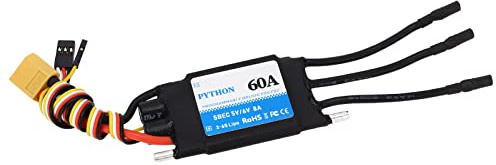 ANKROYU Contrôleur de vitesse ESC de bateau RC 60A avec microprocesseur 32 bits contrôleur de moteur électrique haute puissance pour modèle de bateau télécommandé noir 72x40x12 5mm
