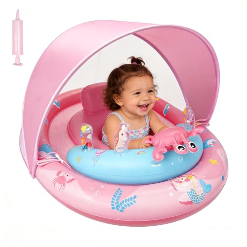 Aufblasbarer Baby‑Schwimmring mit verstellbarem SicherheitsSitz und Spielzeug, geeignet für Säuglinge und Kleinkinder von 6‑36 Monaten – sichere Konstruktion mit Doppel‑Luftkammer‑System