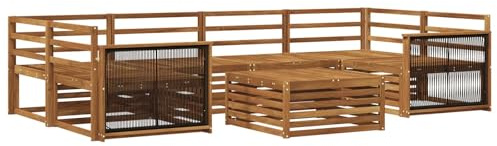 vidaXL Outdoor-Sofagarnitur 7 pcs Natur Massivholz Akazie, Gemütliches Outdoor-Set, modernes Lounge-Möbel, Garten-Sofa, tolle Terrassen-Sitzgelegenheit