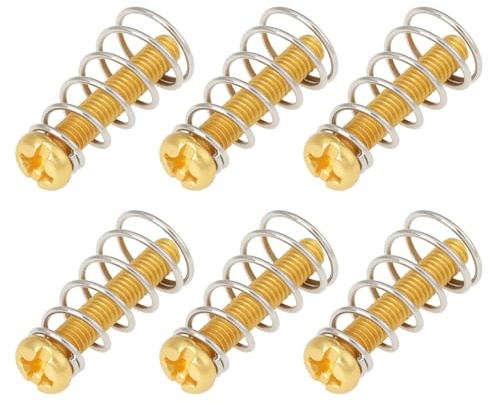 VGOL 6pcs Pickup Mounting Screws with Springs 3-32x5/8 compatible with Fender Stratocaster Gold
