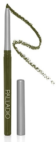 Palladio Einziehbarer wasserdichter Eyeliner, olivfarben, reich pigmentiert und cremig, schlanker Twist-Up-Stift, Eyeliner, keine Schmierformel mit langanhaltender Anwendung, kein Eyeliner-Spitzer erforderlich