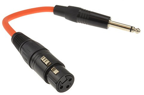kenable 6.35mm Mono Jack Plug to XLR 3 Pin Socket Adapter Cable Orange 20cm
