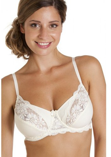 Camille Ivory Lingerie Womens Full Cup Underwired Lace Bra 42G