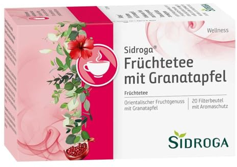 Sidroga Früchtetee mit Granatapfel: Orientalischer Fruchtgenuss mit Apfel, Hagebutte und Hibiskus, 20 Filterbeutel mit je 2 g