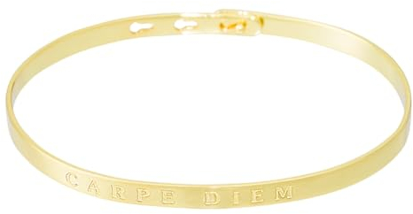 Armband JONC Messing vergoldet – Botschaft: Carpe Diem, Messing, Ohne Stein