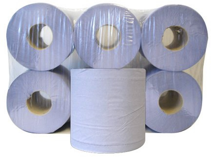 Northwood Hygiene 6 x Blue Paper Rolls - 2 Ply Embossed Centre Feed - Hand Towel Tissue Rolls (Pack of 2)