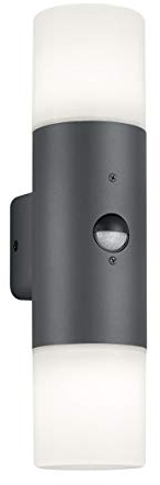 Trio Leuchten Hoosic 222260242 Außen Wandleuchte, Aluminium, Anthrazit/Weiß, Bewegungsmelder
