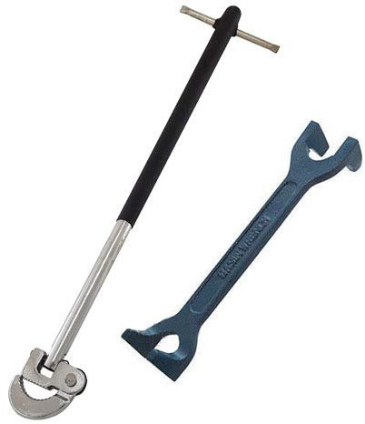 Voche® Plumbers Fixed Basin Wrench & 16 Adjustable Tap Nut Spanner Bath