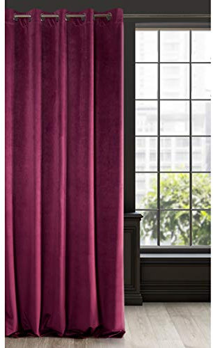 Eurofirany RIA Blickdicht Samtvorhang mit Ösen-1 STK. Einfarbig Thermogardine, Verdunklungsvorhänge, Wohnzimmer, Schlafzimmer, Lounge, 290 g/m2, Velvet, Bordeaux, 140x250cm