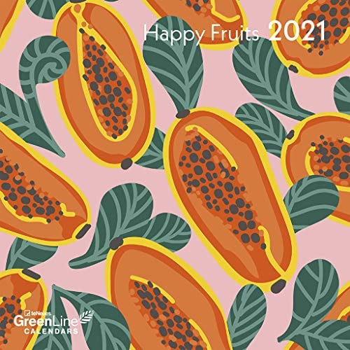 GreenLine Happy Fruits 2021 - Wand-Kalender - Mini-Broschürenkalender - 17,5x17,5 - 17,5x35 geöffnet