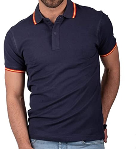 Dhispania Polo Bandera de España,en Cuello y Mangas Pique 100% algodón. (M)