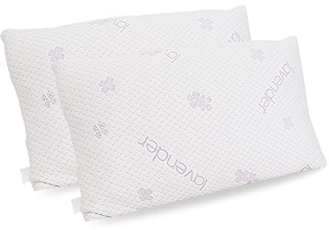 Enjoy Fit Seitenschläferkissen | Orthopädisches Nackenstützkissen | Memory Foam Kopfkissen für Seiten- und Rückenschläfer| Lavendel Bezug | Visco Schlafkissen, Nackenkissen | 80x40x15 cm (2 - Pack)