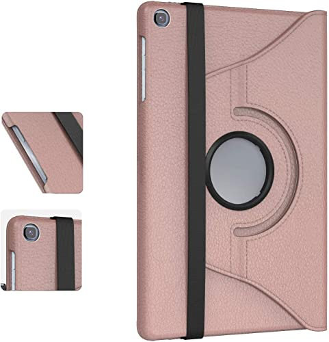 TechDealsUK para Tab A 10.1 (2019) T510, T515 - Funda de Cuero Giratoria para Samsung Galaxy Tab A 10.1 (2019) - SM-T510, SM-T515-Cubierta con Soporte Giratorio de 360° T515-Rotate (Oro Rosa)