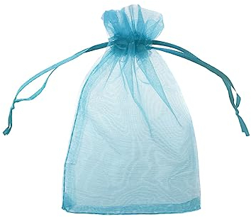 100 x Organzabeutel Verschiedene Größen, große Farbauswahl, Organzasäckchen Geschenkbeutel Geschenkverpackung (Türkis, 7 x 9 cm)