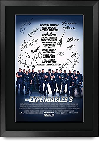HWC Trading FR A3 The Expendables 3 Sylvester Stallone Gifts gedrucktes Poster, signiertes Autogramm, Bild für Film-Andenken, gerahmt, A3