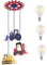 bmf-versand Kinderzimmer Lampen Jungen und Mädchen mit LED - Pendelleuchte 3-Flammig - Pendellampe Kinder - Kinderzimmerlampe Bagger Traktor Stapler Blau Rot Gelb - Hängelampe Babyzimmer