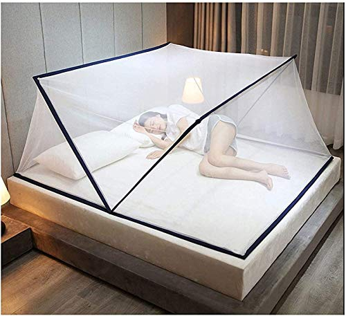 RTEY Klappbares Moskitonetz Zelt für Erwachsene Kinder Moskitonetz für Bett, Tragbares Moskitonetz für Familienhaus und Schlafsaal,Navyblue-135×190×80cm