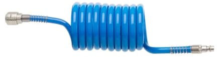 HÖGERT TECHNIK - Druckluftschlauch Spiralschlauch PU Luftschlauch Kompressorschlauch 5 m 6x8 mm mit 1/4 Zoll Anschlüssen für Werkstatt Bau Kfz Service