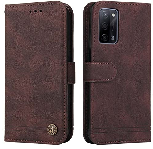 SEAHAI Hülle für Oppo A54s / Oppo A16 / Oppo A16s Handyhülle, Premium PU Leder Flip Brieftasche Schutzhülle mit Standfunktion/Kartenfach/Magnetisch Stoßfeste Lederhülle Ultra-dünn Klapphülle - Braun