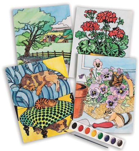 S&S Worldwide Watercolor Velvet Art Posters Set II, 6 each of 4 Designs Printed in Velvet Flocking on Genuine Watercolor Paper, Decorate with Pan or Liquid Watercolor Paints, 9 x 12 Pack of 24.