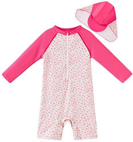 UMELOK Baby Boys Swimwear UPF 50 Sun Protection All in One Swimsuit with Snap Bottom (Come with a Sun Hat)