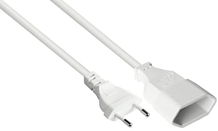 Kabelmeister Euro-Verlängerung - 3 m - Euro-Stecker Typ C (gerade) an Euro-Buchse (gerade) - KUPFERLEITER CU - 0,75 mm² - Stromkabel-Verlängerung - WEISS - Qualitätware vom KABELMEISTER