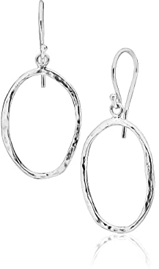925 Sterling Silber Dangling Hoop Ohrringe, Stilvoll und schick, Hypoallergen, Nickel und Blei-frei, Artisan Handcrafted Designer Kollektion, Made in Israel, Sterling Silber Edelstein, kein Edelstein