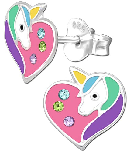 Mädchen Kinder Ohrstecker 925 Sterling Silber Einhorn Pferde Ohrringe