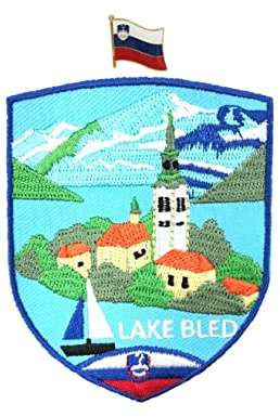 A-ONE Lake Bled Applique Shield Patch + Slowenien Flagge Metall Abzeichen Pin Patch & Pin zur Bereicherung der Leinentasche Garrison Cap Rucksack Battledress NO.456P, blau, Einheitsgröße