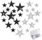 Sterne zum Aufbügeln, 24 Stück Glitzersteine Aufbügeln, Strass Stern Patches, Glitzer Applikation Bügelbilder für Textilien,T-Shirt,Bügelflicken Kinder Erwachsene,Silber/Schwarz (4cm/6cm/8cm)