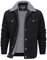EKLENTSON Corduroy Herrenjacke Freizeit Winter Longsleeve Dickes Sherpa Futter Jacket mit Brusttaschen (XL, Schwarz)