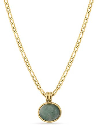 Einzelstück Ubud Halskette mit grünem Stein Anhänger | 14K vergoldet Edelstahl (Ubud Kette Olive)