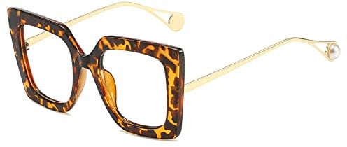 LJCZKA Blaulichtfilter Brille Damen Quadratisch, Blaulicht Brille Vintage Brille Ohne Stärke Damen Groß Katzenaugen Blaue Licht Blockieren Brille für PC, TV and Handy