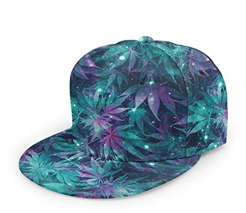 QQIAEJIA Galaxy Baseballkappe Verstellbare Twill Sport Papa Hut für Männer Frauen Snapback Hut Unisex Hip Hop Flache Krempe Hut, Ganja Galaxy, One size