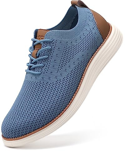 VILOCY Men's Casual Dress Sneakers Tennis Walking Shoes Light Blue,EU45