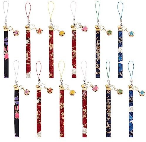 OLYCRAFT 12 Stück 6 Farbige Kirschblüten Schlüsselanhänger Anhänger Japanische Emaille Blumen Schlüsselanhänger Mit Blume Maneki Neko Schlüsselanhänger Für Rucksack Telefon - 19cm