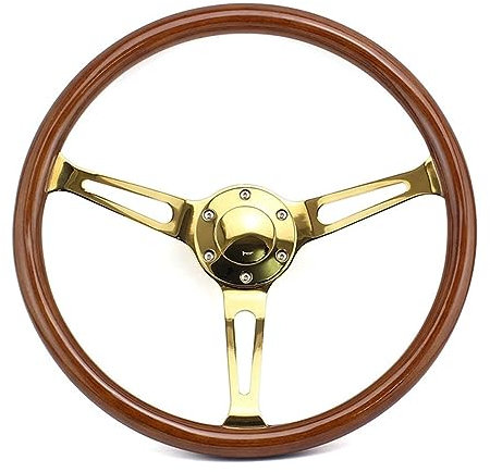 Boshu daili Store Holzlenkrad Universal 15 Zoll 380 mm (Color : Gold Spoke)